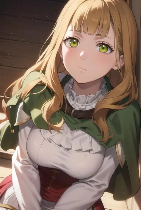 mimosavermillion, <lora:mimosavermillionv2-lora-nochekaiser:1>,
mimosa vermillion, brown hair, (green eyes:1.5), blunt bangs, bangs, medium hair, wavy hair,
BREAK dress, capelet, long sleeves,
BREAK looking at viewer,
BREAK outdoors,
BREAK <lora:GoodHands-vanilla:1>, (masterpiece:1.2), best quality, high resolution, unity 8k wallpaper, (illustration:0.8), (beautiful detailed eyes:1.6), extremely detailed face, perfect lighting, extremely detailed CG, (perfect hands, perfect anatomy),