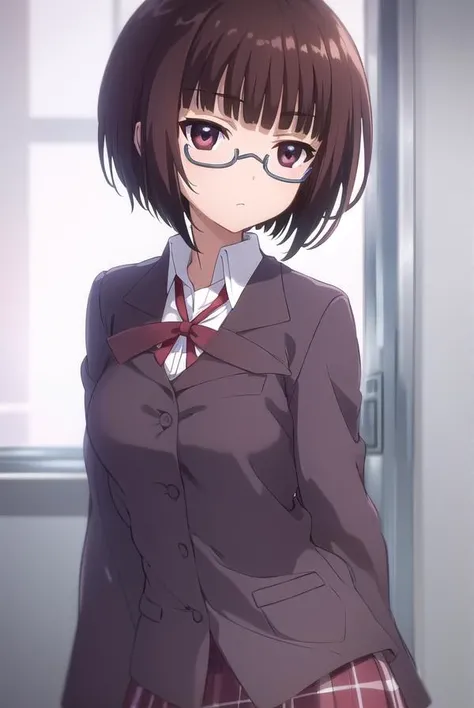 lunaminase, <lora:luna minase s2-lora-nochekaiser:1>,
luna minase, short hair, brown hair, (brown eyes:1.5), glasses, bob cut, under-rim eyewear,
BREAK skirt, school uniform, plaid, plaid skirt, shirt, white shirt, collared shirt, jacket, long sleeves, black jacket,
BREAK indoors, classroom,
BREAK looking at viewer, (cowboy shot:1.5),
BREAK <lyco:GoodHands-beta2:1>, (masterpiece:1.2), best quality, high resolution, unity 8k wallpaper, (illustration:0.8), (beautiful detailed eyes:1.6), extremely detailed face, perfect lighting, extremely detailed CG, (perfect hands, perfect anatomy),