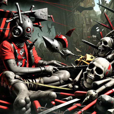 (ohwx aesthetic), art by apterus. two cybernetic creatures fights over machinegun, close up