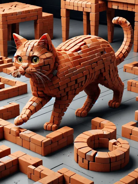 ais-brickz cat chasing its tail around a furniture maze <lora:Bricks_Style_SDXL:1>