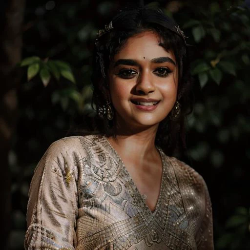 <lora:keerthy_suresh:1>, high quality photo of a 32 -year-old woman keerthy_suresh , detailed smiling face, outdoor photoshoot, Sony A7s3 Camera, Sigma Art 1.2 85MM lens, dramatic lighting