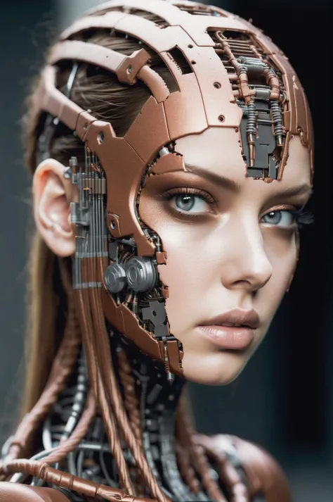 Destroyed robot, abandoned factory, hair of rusted wires and circuits, partial synthetic skin covering, broken face robotics showing through torn skin, malfunctioning bionic eye, 1girl, horror, terror, rust, corrosion, extremely intricate machinery, masterpiece, best quality,
<lora:add_detail:0.7>