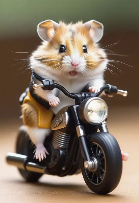 magical, cute hamster, hamster driving motorcycle