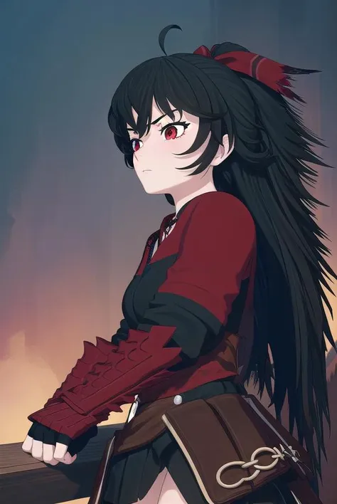 ravenbranwen, <lora:ravenbranwen-lora-nochekaiser:1>,
raven branwen, long hair, black hair, ponytail, hair ribbon, ribbon, (red eyes:1.2), ahoge,
BREAK thighhighs, japanese clothes, black thighhighs, fingerless gloves, armor, necklace,
BREAK outdoors, nature, forest, night, sky, moon,
BREAK looking at viewer, (cowboy shot:1.5),
BREAK <lyco:GoodHands-beta2:1>, (masterpiece:1.2), best quality, high resolution, unity 8k wallpaper, (illustration:0.8), (beautiful detailed eyes:1.6), extremely detailed face, perfect lighting, extremely detailed CG, (perfect hands, perfect anatomy),