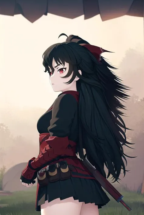 ravenbranwen, <lora:ravenbranwen-lora-nochekaiser:1>,
raven branwen, long hair, black hair, ponytail, hair ribbon, ribbon, (red eyes:1.2), ahoge,
BREAK thighhighs, japanese clothes, black thighhighs, fingerless gloves, armor, necklace,
BREAK outdoors, nature, forest, night, sky, moon,
BREAK looking at viewer, (cowboy shot:1.5),
BREAK <lyco:GoodHands-beta2:1>, (masterpiece:1.2), best quality, high resolution, unity 8k wallpaper, (illustration:0.8), (beautiful detailed eyes:1.6), extremely detailed face, perfect lighting, extremely detailed CG, (perfect hands, perfect anatomy),