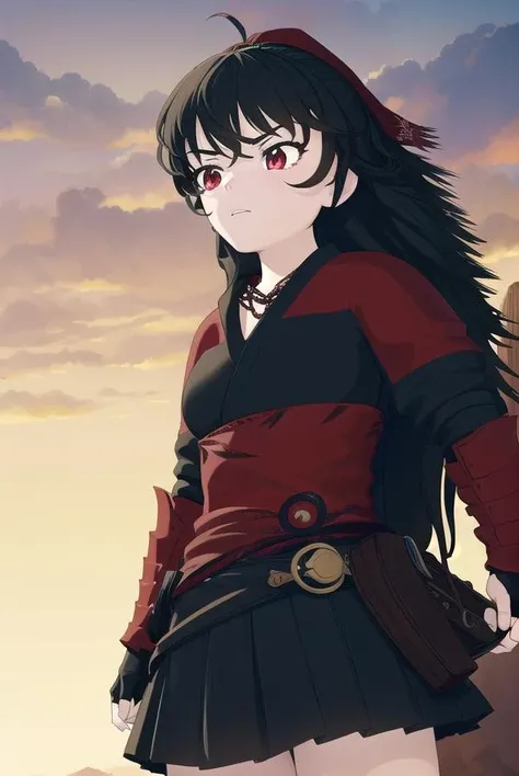 ravenbranwen, <lora:ravenbranwen-lora-nochekaiser:1>,
raven branwen, long hair, black hair, ponytail, hair ribbon, ribbon, (red eyes:1.2), ahoge,
BREAK thighhighs, japanese clothes, black thighhighs, fingerless gloves, armor, necklace, skirt, black skirt,
BREAK outdoors, nature, forest, night, sky, moon,
BREAK looking at viewer, (cowboy shot:1.5),
BREAK <lyco:GoodHands-beta2:1>, (masterpiece:1.2), best quality, high resolution, unity 8k wallpaper, (illustration:0.8), (beautiful detailed eyes:1.6), extremely detailed face, perfect lighting, extremely detailed CG, (perfect hands, perfect anatomy),
