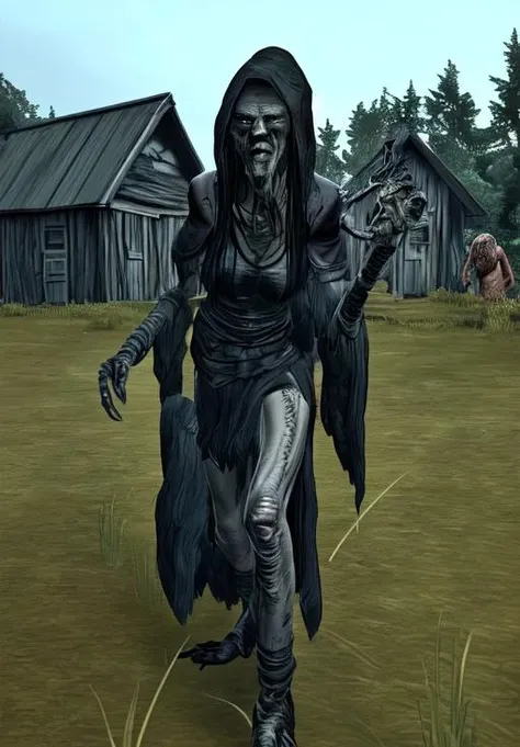 detailed (pixel art:1.35), a Top Down, RPG D&D UOStyle Ultima Online oil painting ocarinaoftime majorasmask n64style psxstyle ps1 style of a beautiful zombie woman, zombie invasion backdrop,