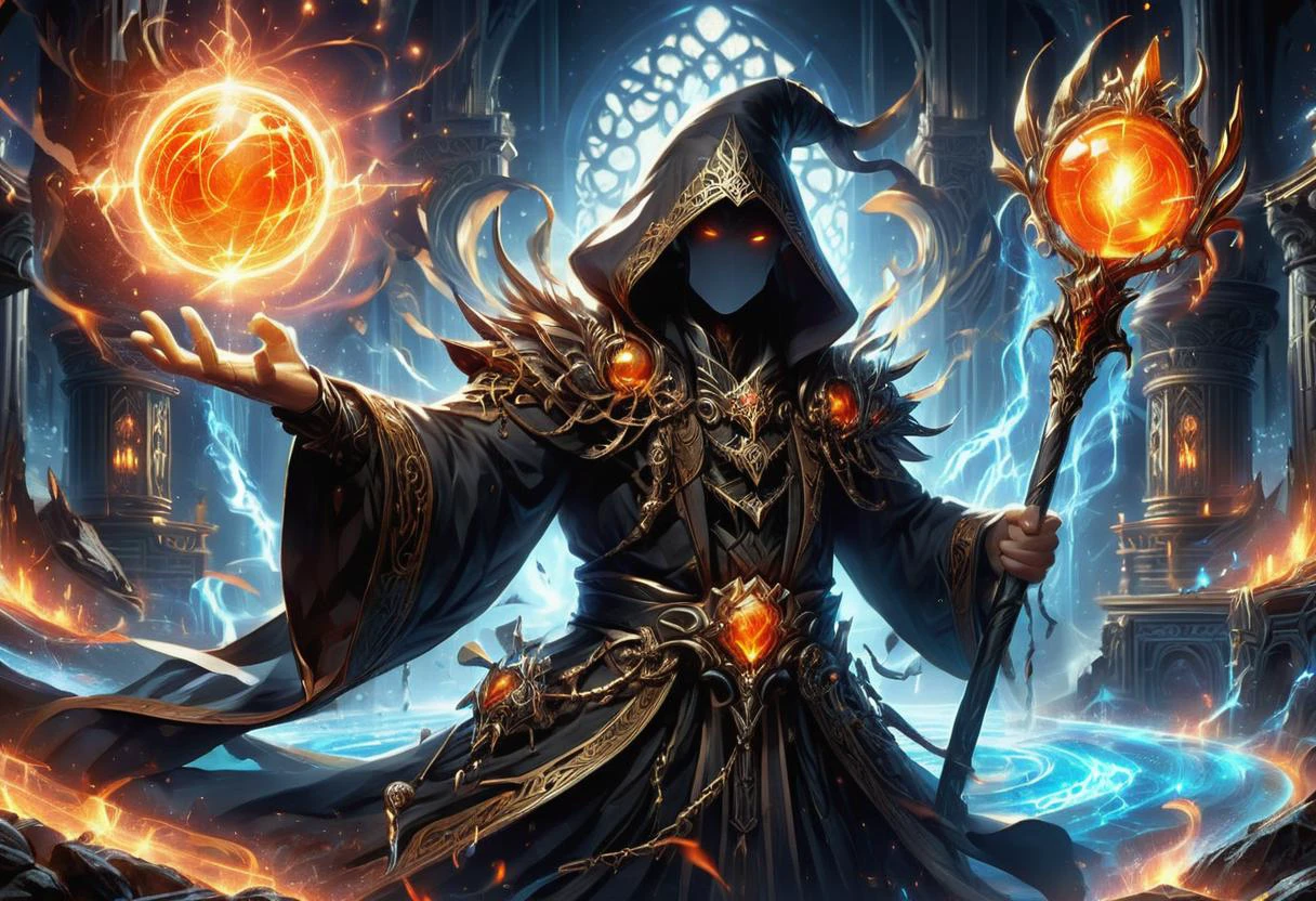 hyper detailed masterpiece, dynamic, awesome quality, orbstaff male golden age ripped, pacific islander, honey eyes, flat forehead, strong thighs, , peach slicked-back hair hair, puzzlement, conjuring a blinding flash of light, dazzling opponents momentarily, alchemist, metal manipulation (controlling metal objects) , gazing into a pool of scrying water, seeking visions of the future, otherworldly glow, radiant aura, a gate carved from ancient obsidian, reflecting glimpses of alternate dimensions and possibilities, <lora:XL_Weapon_Orbstaff_-_By_HailoKnight:1>