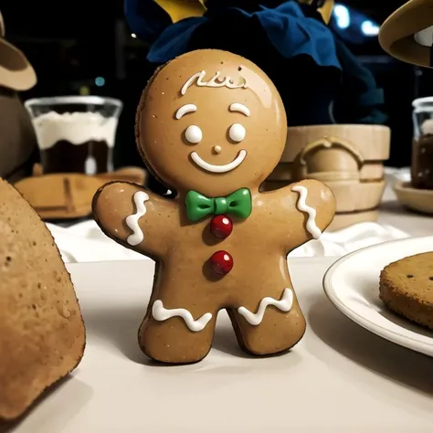 <lora:Toriyama_Akira_Style:0.8>,((masterpiece,best quality)), absurdres, <lora:Gingerbread_Man:0.8>, Gingerbread_Man, food, cookie, food focus, no humans, solo, smile,