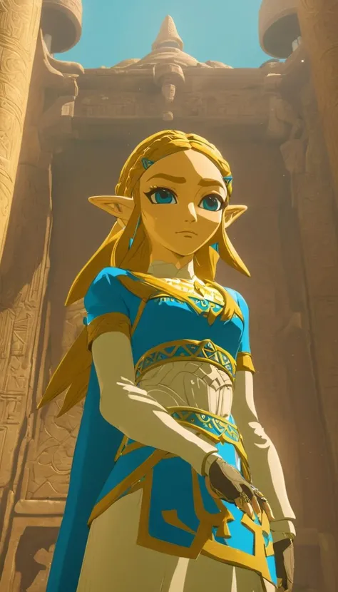 Zelda, cinematic scene, hero view, action pose, masterpiece, best quality, high quality, absurdres, vivid <lora:princess_zelda_v0.0.2:1>