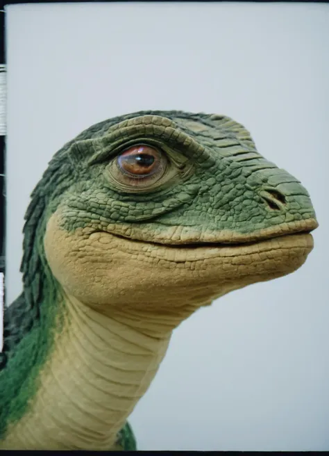 realistic, photo , vhs, irl, analog photography, colourful lizard in an oldtimer <lora:RetouchPhoto_PonyV6_v3.1:1>