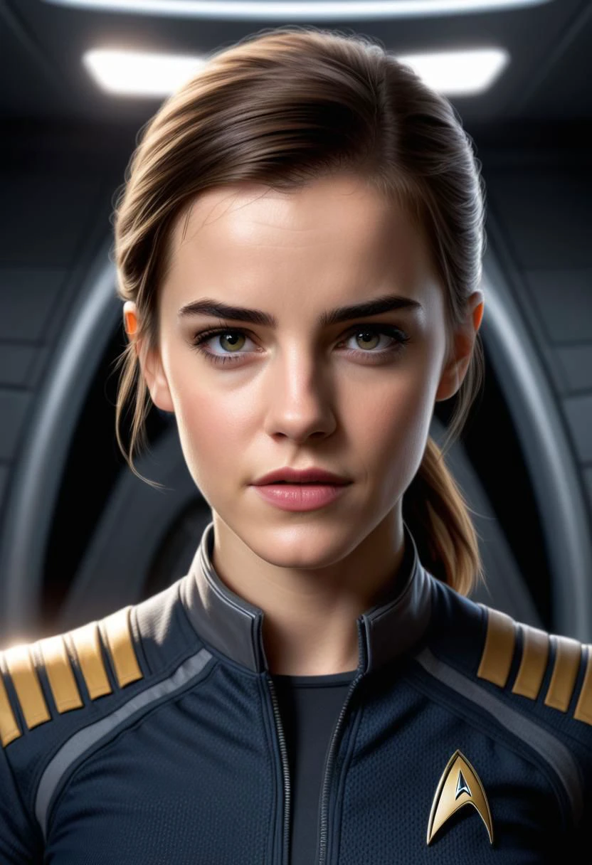 1girl
emma watson as a captain in star trek uniform bridge
solo, looking at viewer, tongue out,, portrait, realistic