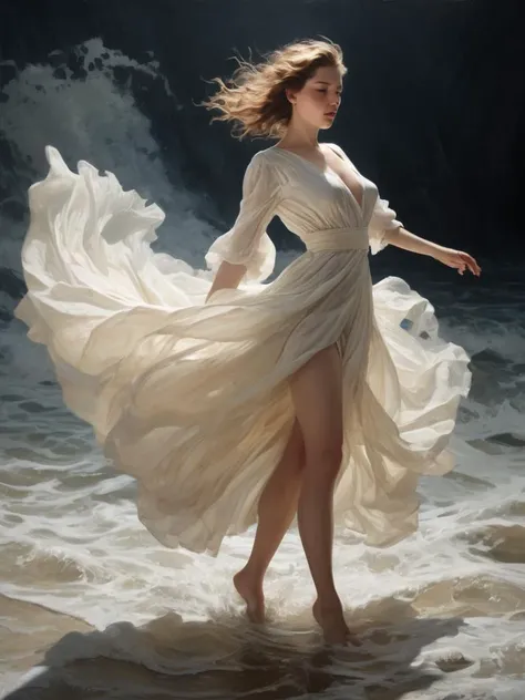 (Soft Lighting Photography by Mimoza Veliu and Mario Giacomelli:1.2), NSFW, romanticism art by Jean-Leon Gerome and Conrad Roset, Painting, singularity black rivers ripple their banks in the depth-spanning evocative form of this pullarist and whimsical creation: one with an intelligent figure who radiatest passion and intelligence. She wearstrupted into her impressionist physique to decipher what she wants out. She moves confidently across all shapes and sizes crafted from high fiber, carrying through a swirly energy network in which they are filled with complex parts. It is both terrifying for viewers and captivating melancholic. , luxurious sharp focus, intense, dynamic cinematic color, intricate detail, best, located artistic, Fashion and art,elegant and sophisticated, innovative use of light and shadow, capturing the glamour of mid-20th century fashion, Art Nouveau, decorative, allegorical, symbolic
Faced with this sudden attack, the female killer showed amazing agility. Her body was like a feather, moving sideways to avoid the warrior's axe, her movements smooth and graceful. The skirt fluttered in the wind behind her, revealing her slender legs, which was stunning. Her eyes were cold and confident, as if she had mastered the entire battle at this moment. Every movement reveals her dexterity and intelligence, making people admire her ability.