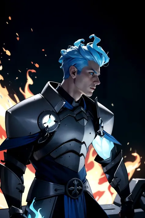 ((masterpiece,best quality))
<lora:Grezhul_AFK:0.7> Grezhul_AFK, solo, grey skin, 1boy, , from the side, fiery hair, blue fire, cowboy shot, Breastplate, armor,
| cinematic composition, dark theme, blue fire,
| bokeh, depth of field, cinematic composition, |