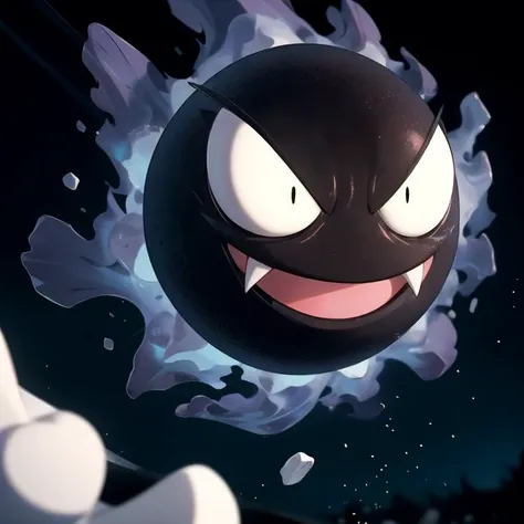 centered, award winning photo, (looking at viewer:1.2), | evil grin, Gastly_Pokemon_Anime, ghost, floating,  no humans, pokemon \(creature\),  |  bokeh, depth of field, cinematic composition, | <lora:Gastly_Pokemon_Anime:0.6>