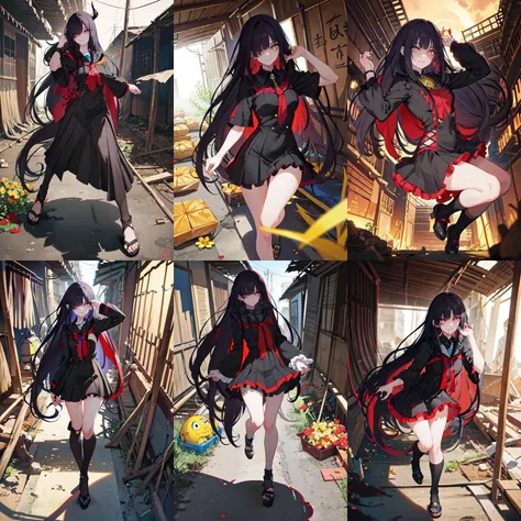 (otherworldly, otherworldly atmosphere, otherworldly appearance), highly insanely detailed, masterpiece, top quality, best quality, highres, 4k, 8k, RAW photo, Caribbean, egyptian,
depth of field, focused, foreshortening,
(dark tunnel, flower field, flower filed, china street),
(long_hair, long hair), collar, earrings,
(random colors cloth, random colors hair, random long hair), sparking lips, eyeliner, makeup, hair over one eye,
(Adult, jav, half naked, nsfw:0.8),
(dynamic pose),
(best shadow), (absurdres), <lora:OGT_Ouyang_Xueli-v2:0.7>, Ouyang Xueli, 1girl, solo, long hair, hair over one eye, black hair, black dress, red eyes, full body, very long hair, frills, smirk, yandere, yellow diamond pupils,
tied shirt,
fisheye, from below,
(air bed, indian slums, egyptian slums:1.2), Air Mattress,
(smiling at viewer), (fantasy world)