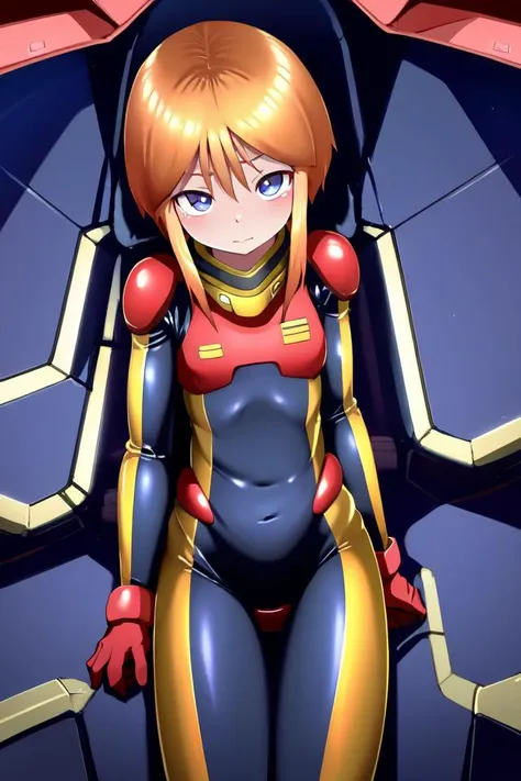 masterpiece, best quality, absurdres, ultra-detailed, cute, cockpit, ple two, short hair, flat chest, pilot suit, <lora:elpeo_ple_v1-000080:0.8>