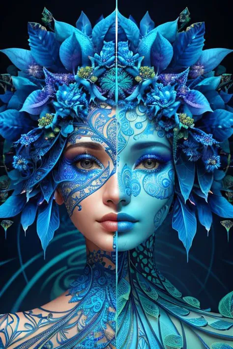 fashion photography portrait of blue sharp:1.2)