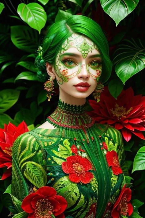 fashion photography portrait of red human 3d, cartoon, anime,