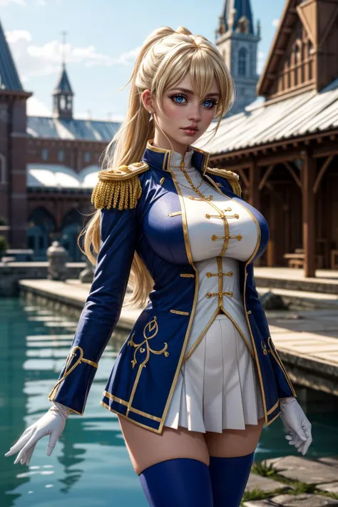 (ultra realistic,32k, masterpiece:1.2),(high detailed skin:1.1),( high quality:1.1),
<lora:azureelise-nvwls-v1:0.8>defElise, black jacket, uniform, black skirt, pantyhose,(looking at viewer, standing,:1.1),, (huge breast, large breast:0.9),<lora:add_detail:0.95>,
(radiant:1.1), whispering falls, cascading water, enchanting echoes, hidden grottoes blurry background,