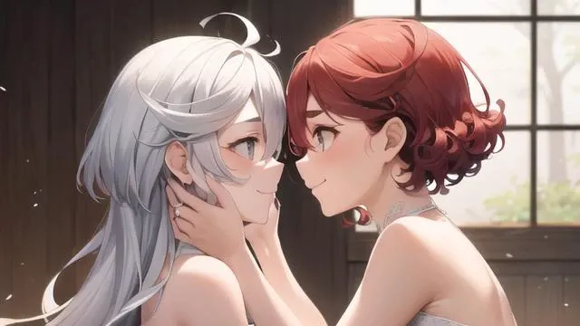 masterpiece, best quality, 2girls, face-to-face, 
AND masterpiece, best quality, 2girls, face-to-face, (1girl, 17 years old, miorine rembran, miorine1:2, long hair, grey eyes, grey hair, hair between eyes, wedding dress, light smile, <lora:CHAR-miorine_rembran_v1_1:0.5>) 
AND masterpiece, best quality, 2girls, face-to-face,  (1girl, 17 years old, suletta mercury, red hair, curly eyebrows, wedding dress, light smile, <lora:CHAR-suletta-mercury-v1:0.5>)