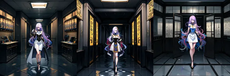 (otherworldly, otherworldly atmosphere, otherworldly appearance), highly insanely detailed, masterpiece, top quality, best quality, highres, 4k, 8k, RAW photo, 
((ancient egyptian theme:1.2)), Hong Kong structure, building, structure, taiwan, korean, 
swirling energy, 
tentacle, 
(underwater), 
reflection, reflective floor, 
abandoned building, overgrown with vegetation, [volumetric fog], cinematic lighting, colorful, colourful, 
(long_hair, long hair, random colors hair, glowing hair, hair over one eye, long messy hair), 
(eyelashes, eyeliner, eyeshadow, eyelashes, long eyelashes), 
collar, earrings, jewelry, necklace, armlet, 
high-heels, 
nsfw, 
cleavage, perfect female body, makeup, 
action pose, 
drunk, biting, 
dawn, 
hexagonal composition, woman, lab coat, metal floor, metal door, scientific equipment, screens, simple background, <lora:hexagon_composition_03:0.6>, (fantasy world)