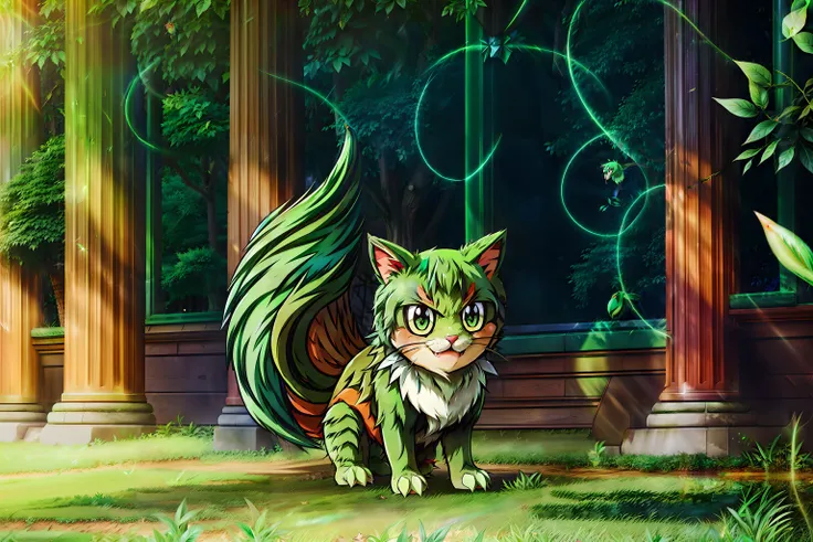Pokémon style anime artwork (green cat pokémon:1.1), (green bird pokémon:1.1), (elegant woods:1.2) <lora:add_detail:1> <lora:Wakaba-Subaru:1> . anime style, key visual, vibrant, studio anime, highly detailed . vibrant, cute, anime, fantasy, reminiscent of Pokémon series