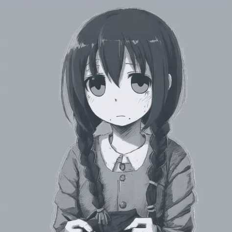 <lora:ham_rifl:0.8>, monochrome, oekaki,
1girl, soiled, despair, rags, very sad, blunt bangs, vivid blunt eyes without light, cute face, clothing cutout, gloom, sunny, braid