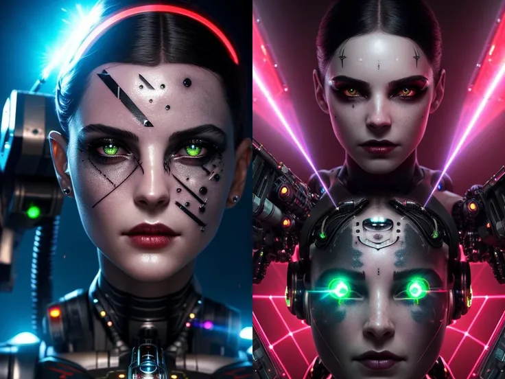 (highly detailed:1.2),(best quality:1.2),8k,sharp focus,(subsurface scattering:1.1),(nsfw:1.1), (award winning photograph:1.2),1girl, (many many detailed black tattoos on face:1.2), by emb-rrf-low,(many many thick black dark tattoos on body nose and eyes:1.2),(close shot:1.2), (separation of face segments:1.1), (deep seams on face and body:1.2)
(beautiful cyborg with scifi laser gun:1.3), (shooting lasers at enemy robots:1.3), (dynamic action pose:1.2),  neon glow under the skin
(very detailed clothes:1.2), (highly detailed background:1.3), RPG, Elden Ring, (scifi:1.2), (hyperrealistic:1.2), dramatic lighting,artstation, artgerm, greg rutkowski, alphonse mucha, trending on artstation, trending on deviantart, wlop