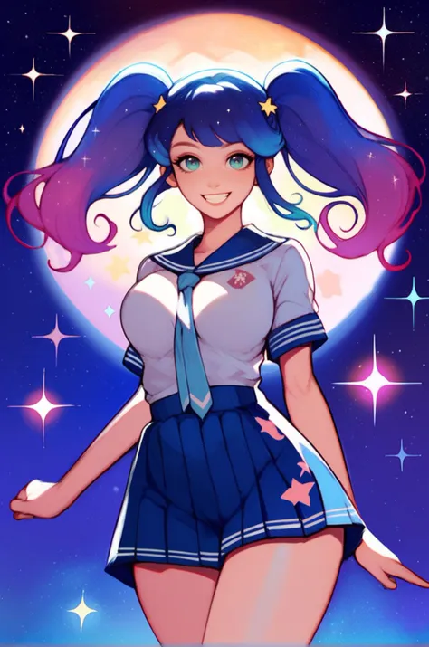 space-themed <lora:winterXL:0.9> one girl, slight smile, happy look, long hair, pigtails, medium breasts, thin waist, toned hips, pastel colors, in schoolgirl uniform, looking at viewer <lora:OverallDetail:1> <lora:Sinozick_Style_XL_Pony:0.5> <lora:SDXLSamDoesArts:0.4> <lora:SDXLHighDetail_v5:0.8> <lora:Minimalistic_Style_Pony:0.3>, score_9, score_8_up, score_7_up . cosmic, celestial, stars, galaxies, nebulas, planets, science fiction, highly detailed