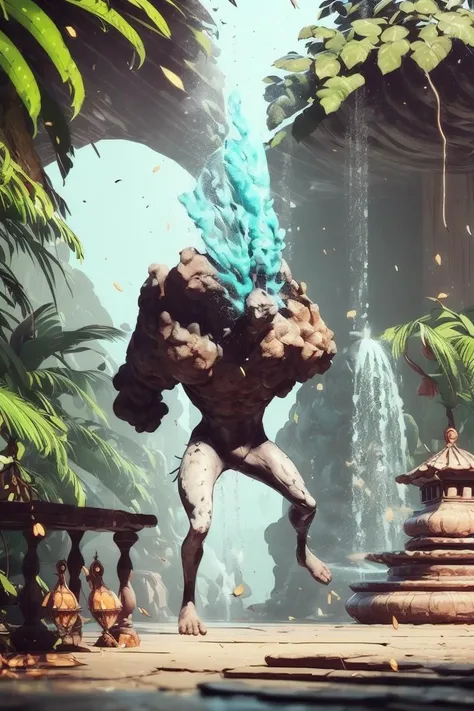 Black Myth Wukong, Shi Shuangshuang, solo<lora:shishuangshuang:0.8>waterfall,