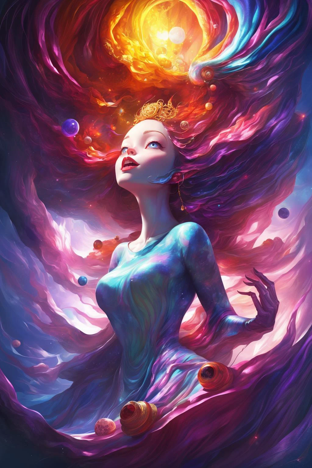 zhongfenghuaxiyou, 1girl, solo, upper body, looking up, detailed background, detailed face, BREAK (21st century modern theme:1.1), seer, psychic powers, awareness, dynamic pose, levitation, enchantment, precognition, clairvoyance, aura, thought projection, manipulation, mind powers, BREAK concentric purple psychic energy emanating, mysterious lighting, mystic atmosphere,
<lora:add_detail:0.5>, <lora:zhongfenghuaxiyou:0.7>,, masterpiece,ultra realistic,32k,extremely detailed CG unity 8k wallpaper, best quality, gorgeous light and shadow ,soft lighting ,stunning environment