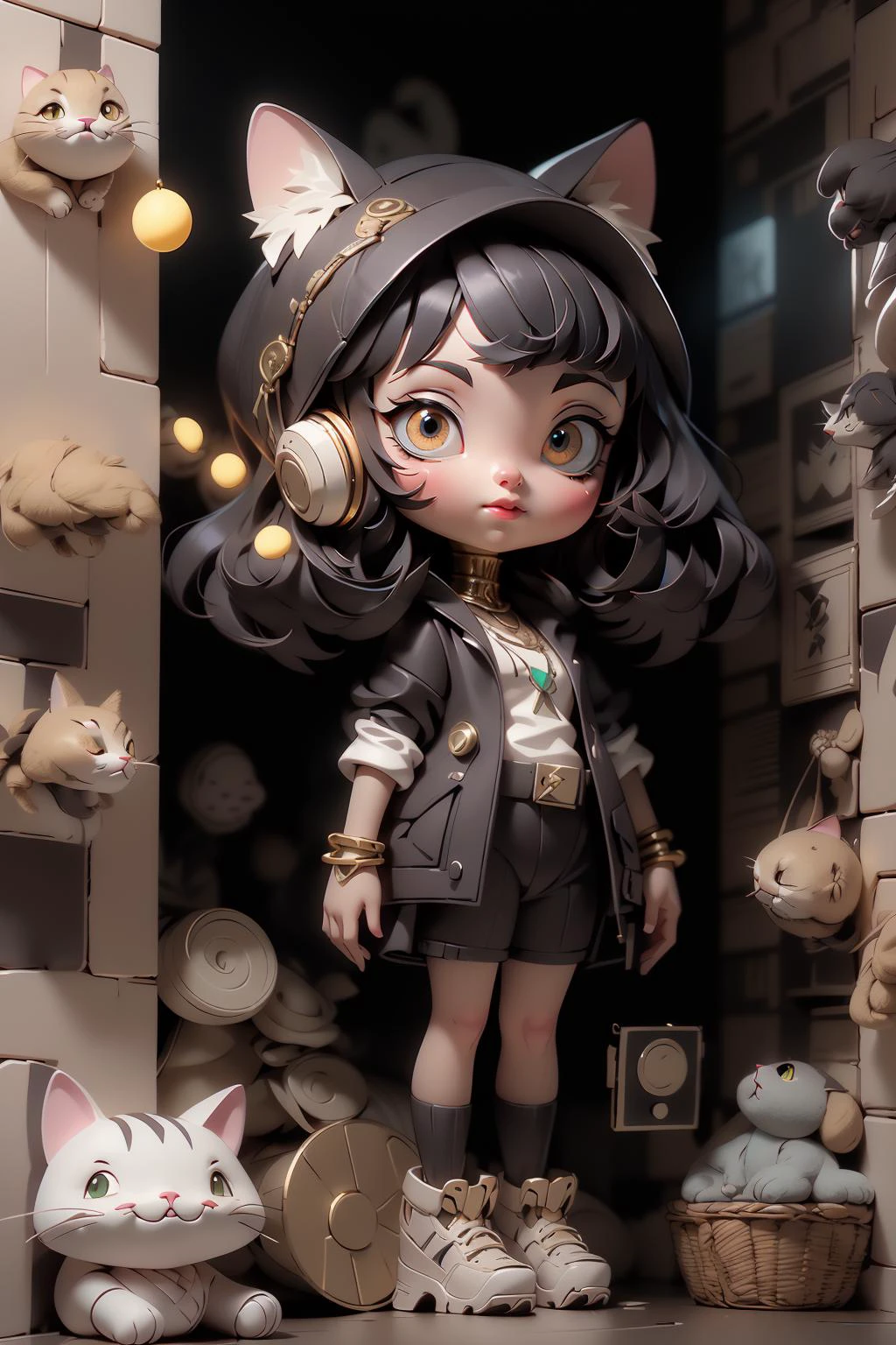 (AI_Misaki),((best quality)), ((masterpiece)), (detailed), 1girl, egypt, cat ears, breaded hair, <lora:Egyptgodpunkv.8-000010:0.8> <lora:Futuristicbot4:0.65>, gorgeous light and shadow , bracelets , Tool shed, Santa hat