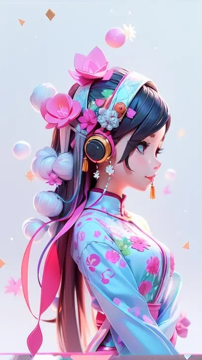 (AI_Misaki),((best quality)), ((masterpiece)), (detailed), Delicate face, ,1girl, Chinese girl, earpiece, headpiece, side, colorful, long hair, ancient China