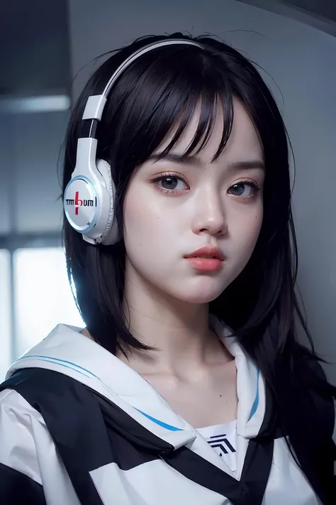 (masterpiece), best quality, perfect face, a portrait, 1girl, e-sport player outfit, headphone <lora:adhikayess-04:1>