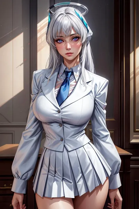 SkirkGI, red eyes, long hair, white hair, blue hair, hair ornament,
BREAK ((blazer, bow, jacket, pantyhose, pleated skirt, , shirt, skirt, good looking:1.5))
BREAK expressionless, looking at viewer, sitting,
BREAK (masterpiece:1.2), best quality, high resolution, unity 8k wallpaper, (illustration:0.8), (beautiful detailed eyes:1.6), extremely detailed face, perfect lighting, extremely detailed CG, (perfect hands, perfect anatomy),