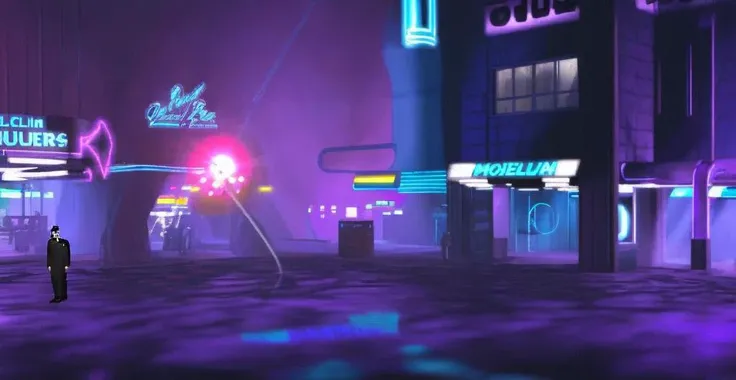 p1xbladerunner,futuristic urban landscape,dos game screenshot