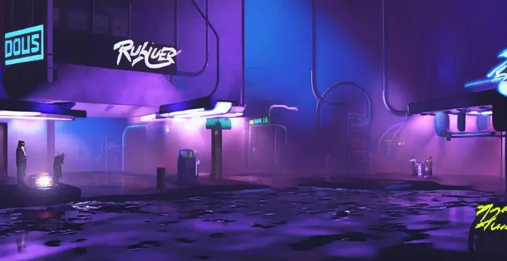 p1xbladerunner,futuristic urban landscape,dos game screenshot