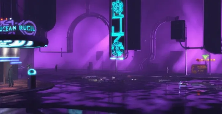 p1xbladerunner,futuristic urban landscape,dos game screenshot