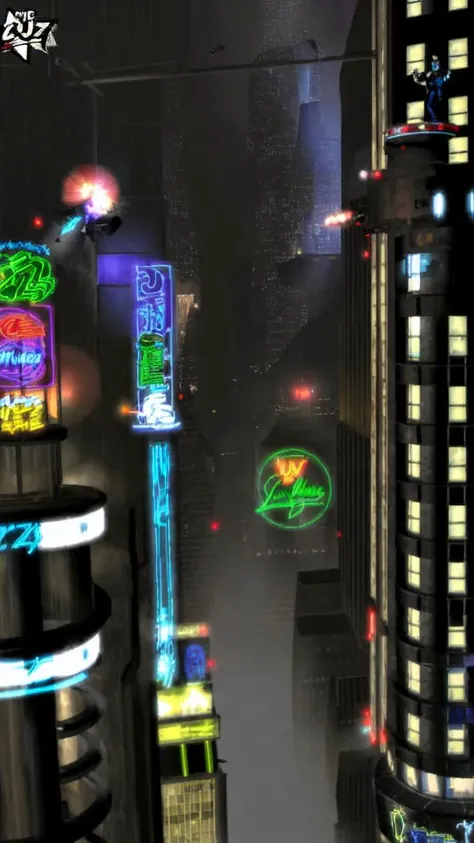 dos game, screenshot, city center, statue in a style of p1xbladerunner