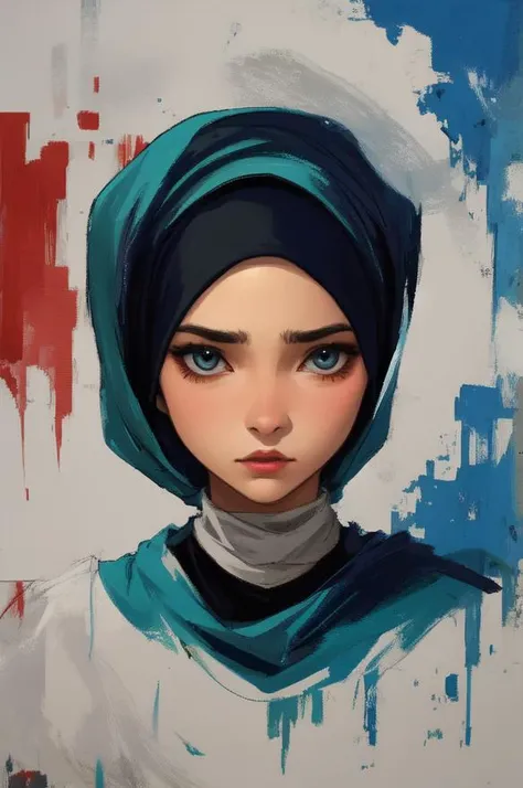enraged alien,slave,scapegoat,e-girl, expressionist speedpainting hijab