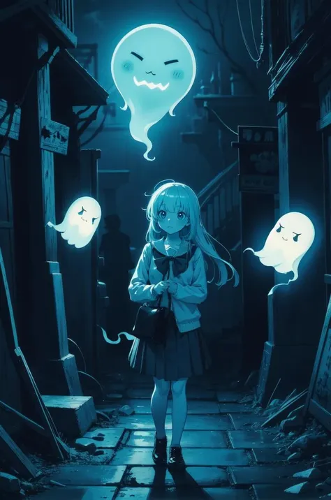 (detailed background:1.2), masterpiece, best quality, schoolgirl exploring a (haunted theme park:1.1), BREAK 
haunted by cute chibi ghosts, cute, whimsical, glow, glowing, fun, silly, mystical, magical, arcane, funny, amusing, (intricate details:1.2)