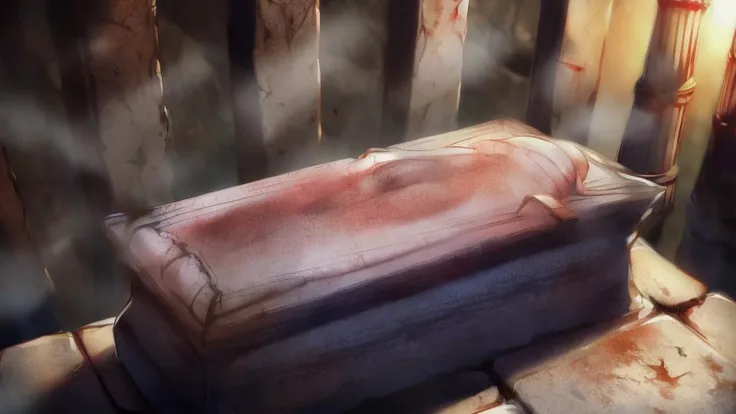 Masterwork Painting, Magnum Opus,
wideshot,
human body lying on altar stone slab, priest standing behind altar, priest holding ceremony,
<lora:Torture Rack:0.8> torturerack, operating table, stone table, straps, strapped, lying,
<lora:Sacrifice:0.75> sacrifice1, rough stone slab used as altar, bloodstained stone slab, chains and shackles hanging from stone slab, blood filled stone funel carved into stone slab, ,
highres, 8k, uhd, High Dynamic Range, tonemapping, crisp details, intricate details, fine details