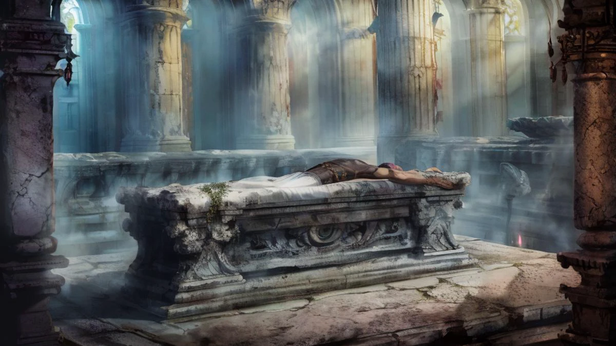 Masterwork Painting, Magnum Opus,
wideshot,
human body lying on altar stone slab, priest standing behind altar, priest holding ceremony,
<lora:Torture Rack:0.8> torturerack, operating table, stone table, straps, strapped, lying,
<lora:Sacrifice:0.75> sacrifice1, rough stone slab used as altar, bloodstained stone slab, chains and shackles hanging from stone slab, blood filled stone funel carved into stone slab, ,
highres, 8k, uhd, High Dynamic Range, tonemapping, crisp details, intricate details, fine details