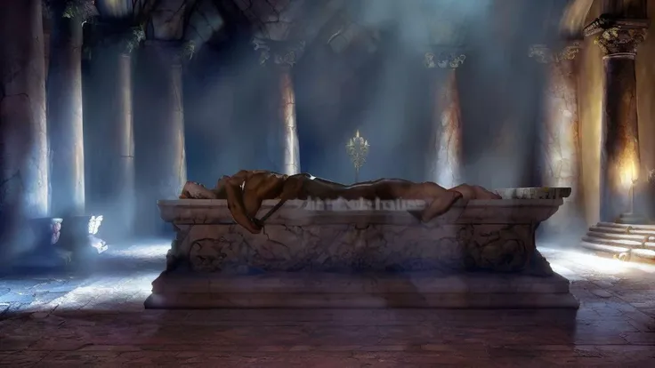 Masterwork Painting, Magnum Opus,
wideshot,
human body lying on altar stone slab, priest standing behind altar, priest holding ceremony,
<lora:Torture Rack:0.8> torturerack, operating table, stone table, straps, strapped, lying,
<lora:Sacrifice:0.75> sacrifice1, rough stone slab used as altar, bloodstained stone slab, chains and shackles hanging from stone slab, blood filled stone funel carved into stone slab, ,
highres, 8k, uhd, High Dynamic Range, tonemapping, crisp details, intricate details, fine details