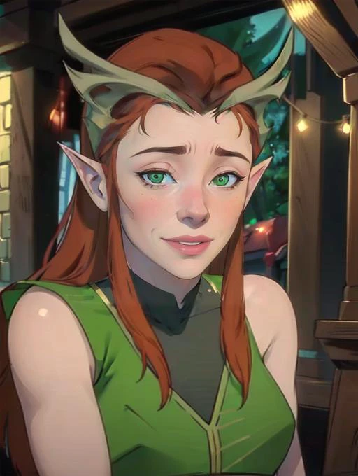Keyleth, portrait, smiling, shy, blushed, (8k, RAW photo, best quality, masterpiece:1.2),ultra-detailed, (high detailed skin:1.2), 8k uhd, dslr, soft lighting, high quality, <lora:Keyleth_Vox_Machina_v1:0.8>
