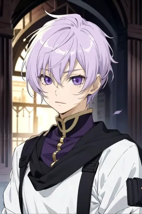 masterpiece, best quality, , 1boy, solo, male focus, looking at viewer, upper body, depth of field, <lora:labrador_07-ghost:0.76>, labrador_07-ghost, light purple hair, purple eyes, , , , HD