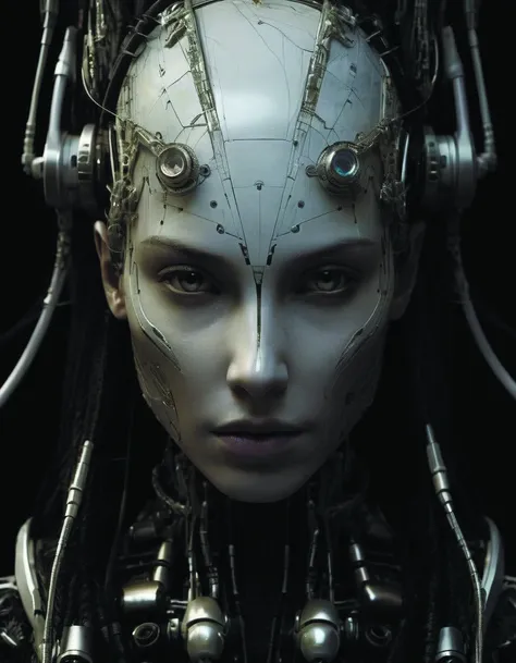 portrait of neural nightmares by yoshitaka amano and HR Giger,detailed face face face face,clear visible facial structure,porcelain skin hd,8k,very very very very electronic,biomechanical,biology,bio,neural machine hyper detail portrait,sharp focus,digital art,hyperrealism,horizon zero dawn <lora:add-detail-xl:1.6> DonMn1ghtm4reXL <lora:DonMn1ghtm4reXL:0.7> Ryoji Ikeda Style <lora:Ryoji Ikeda Style:0.6>