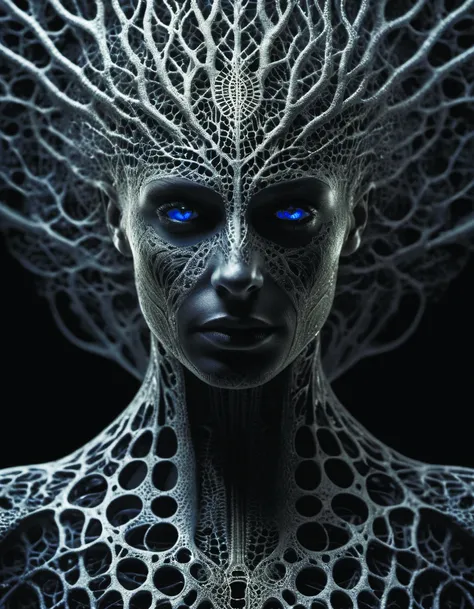 tree of life dean and andrew ferez,forms of nature haeckel,divine chaos engine,symbolist,visionary,nouveau,botanical fractal structures,organic,detailed,realistic,surreality atmospheric,body and headshot portrait,<lora:add-detail-xl:1.6>,by diegocr,Ryoji Ikeda Style <lora:Ryoji Ikeda Style:0.8>