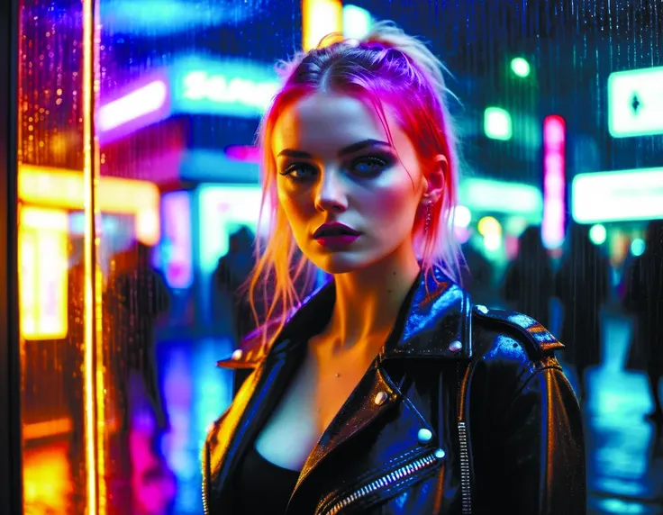somewhat zoomed in punk girl with destroying a store window on a rainy night in tokyo,hdr,vibrant colors,lifelike,soft light,hyperdetailed,photography,aesthetic,neon lights intricate,sharp focus,highly detailed,digital,concept photo,matte,photo by WLOP and <lora:add-detail-xl:1.4> <lora:Ryoji Ikeda Style:0.8> <lora:Roger Deakins Style:0.8> <lora:xl_more_-full_v1:0.9>